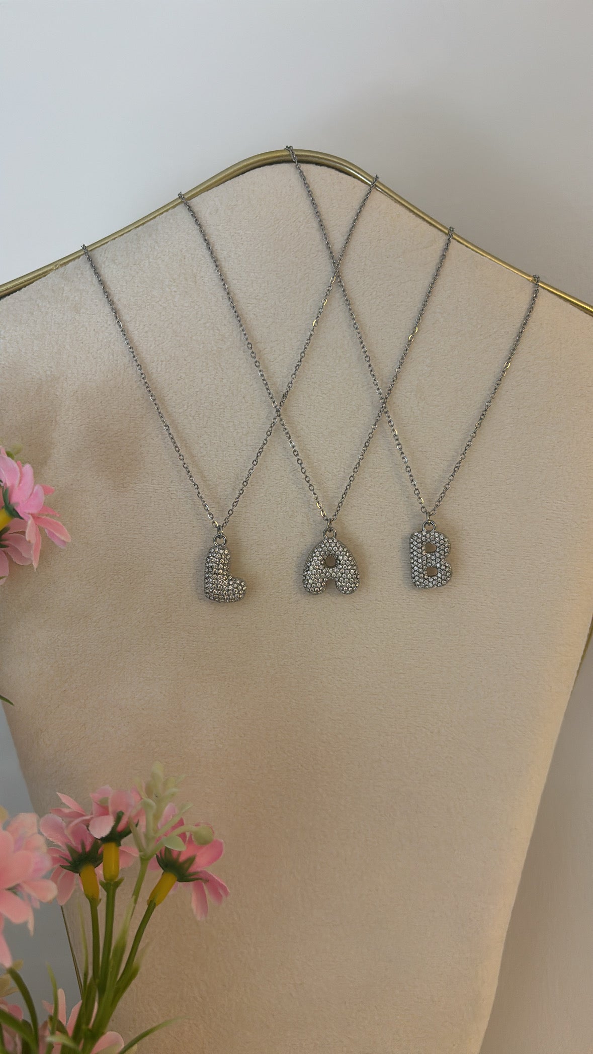 Collier lettre strass Silver