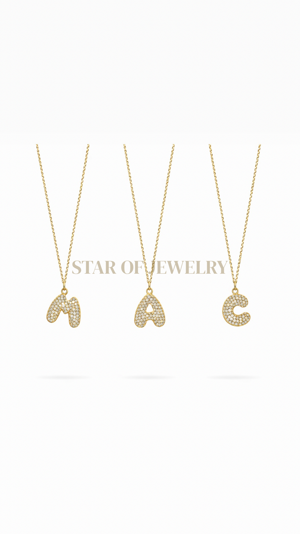 Collier lettre strass Gold