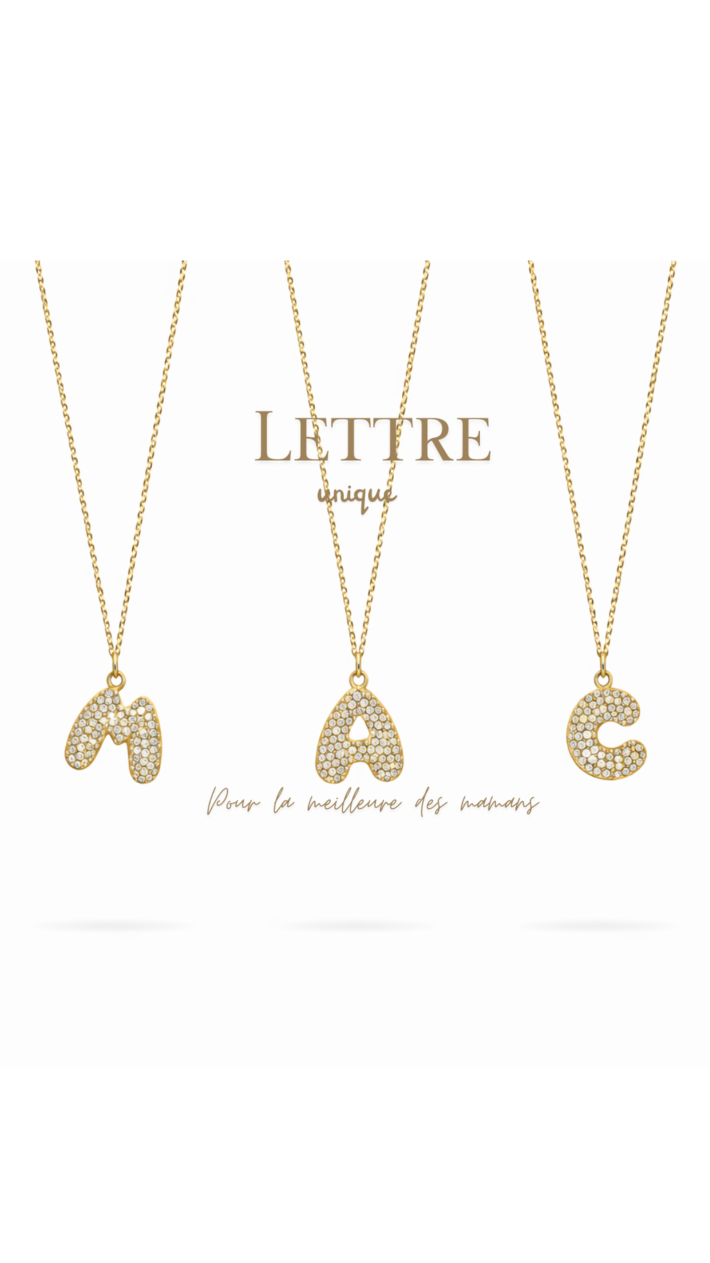Collier lettre strass Gold