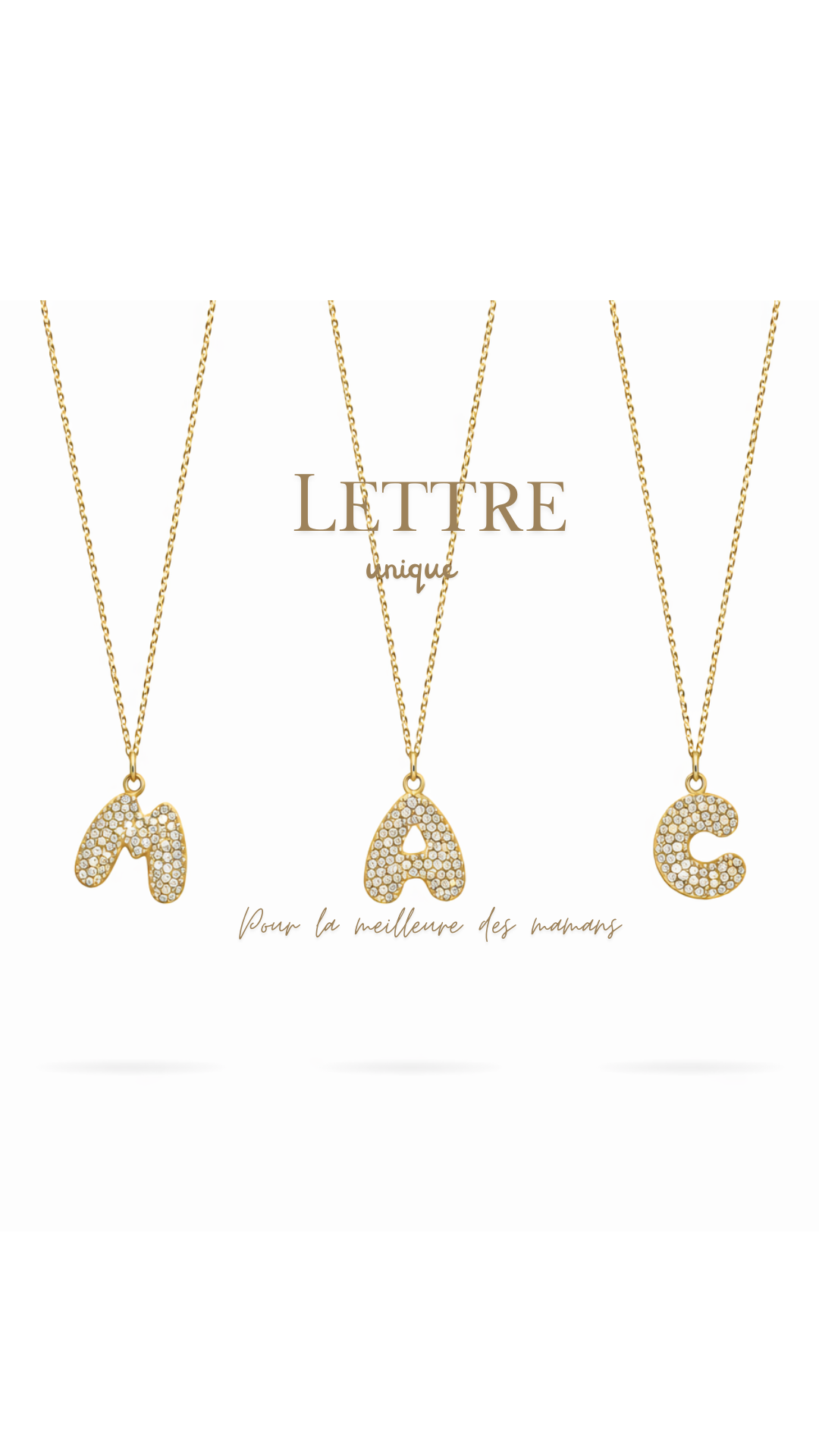 Collier lettre strass Gold