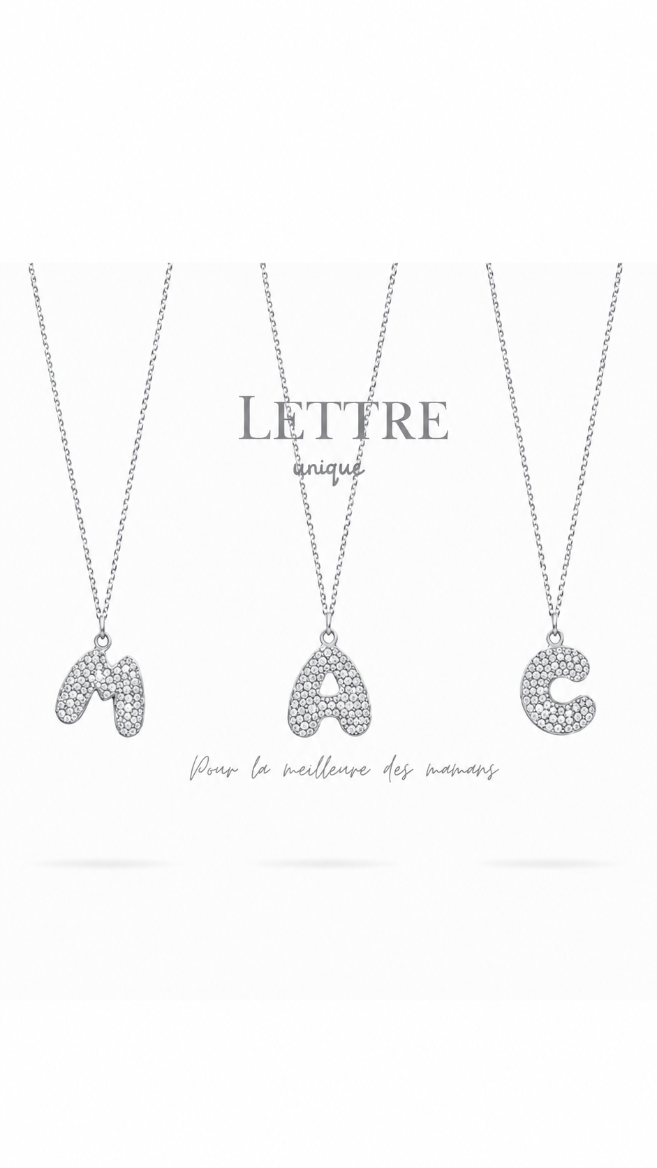 Collier lettre strass Silver